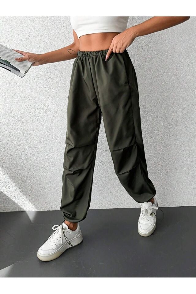 Kadın Haki Paraşüt Pantolon Haki - S